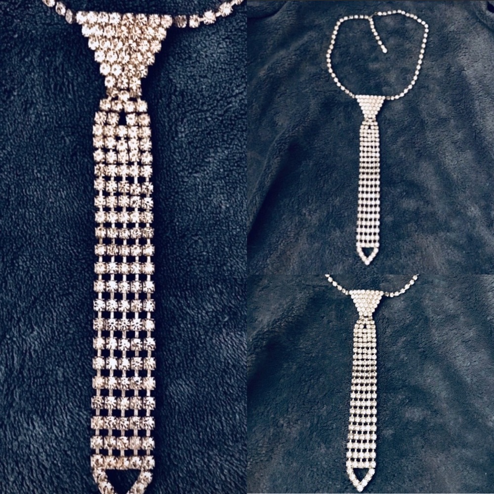 Rhinestone tie drop necklace OBO
